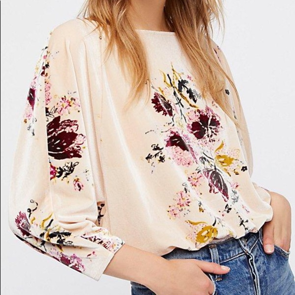 Free People Velvet Slouchy Babe Floral Bodysuit